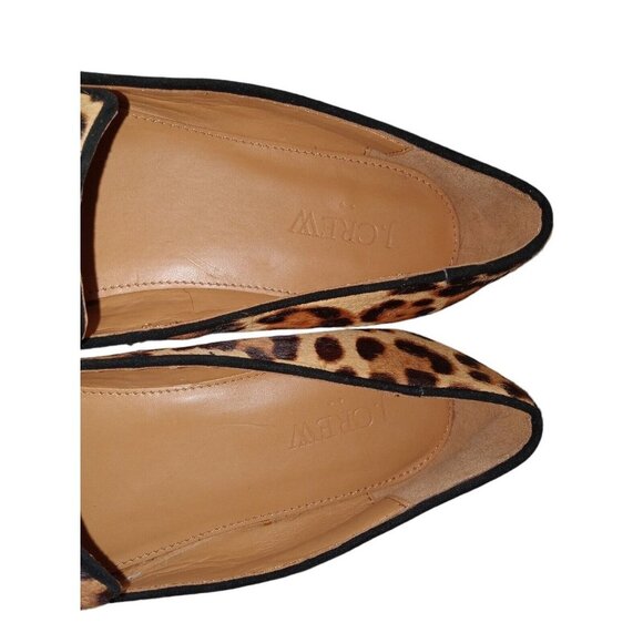 J. Crew Loafers Women's Brown Black Calf Fur Leopard Print Flats Shoes sz 8 - Picture 8 of 11